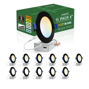 Zouzai 11-Pack 4" 5CCT Ultra-Thin LED Recessed Ceiling Lights 2700K-5000K - Picture 1 of 9