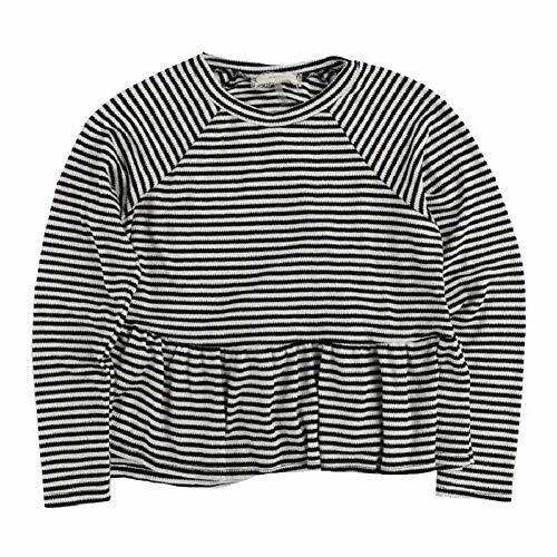 Top mediano raglán peplum acanalado negro-blanco soprano niñas 7-16 Foto 1 de 1