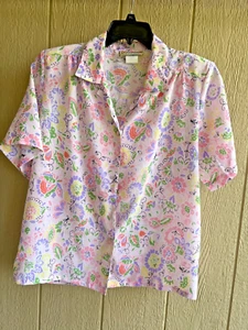 Womens Blouse DonnKenny Button Up Blouse Short Sleeve Lightweight Petite PXL - Picture 1 of 6