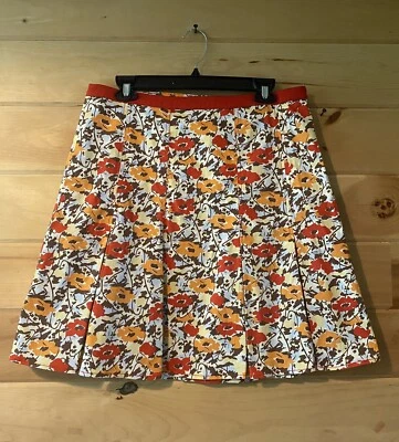 Saia vintage City DKNY outono floral chute plissado algodão alargado comprimento do joelho - Imagem 1 de 4