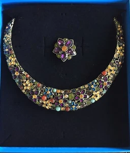 NEW Heidi Daus Fantasy In Florals Crystal Collar Necklace With Enhancer Pendant - Picture 1 of 2