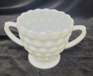 Vintage Anchor Hocking Bubble Milk Glass Footed Sugar Bowl