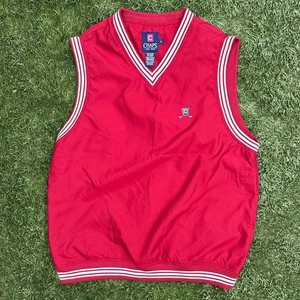 Chaps Crest Logo V Neck Banded Pullover Golf Vest 90s Retro Windbreaker Layer M - Picture 1 of 10