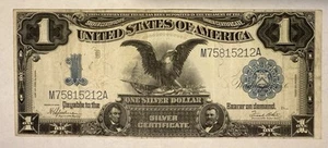 1899 Black Eagle Large ONE DOLLAR $1 US Silver Certificate Paper Banknote - Picture 1 of 3