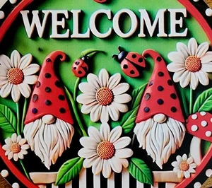 Welcome Gnome Door or Wreath Sign - Picture 1 of 10
