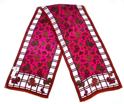 NEW Vintage 1980s 1990s Oscar de la Renta Accessory Street Hot Pink Paisey Grid - Image 1 of 4