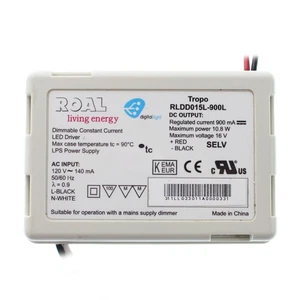 ROAL RLDD015L-900L DIMMABLE LED-DRIVER, 120V-IN, 900MA, 16VDC @ 10.8W - Picture 1 of 2