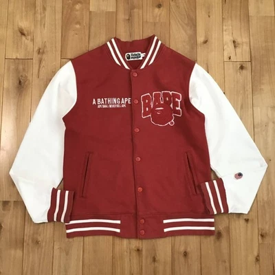 BAPE LOGO sweat varsity jacket a bathing ape NIGO Red Size M - Image 1 of 4