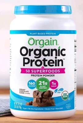 Orgain Organic Plant Protein Powder Creamy Chocolate Fudge 2 Lb 32 oz Ex 1/24/26 - Image 1 of 4