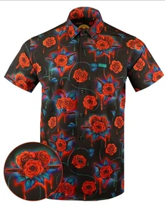Camisa retro con botones para rifle y rosas. Hombre XXL (2XL) - Nuevo en bolsa. - Imagen 1 de 6