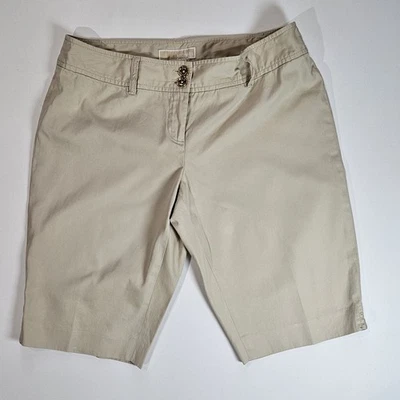 Michael Kors Womens Khaki Shorts 8 Petite Beige Bermuda Designer Business Casual - Image 1 of 4