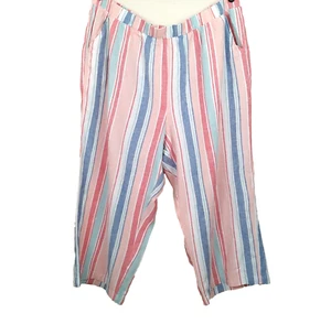Croft & Barrow Linen Blend Capri Pants Women's Size 20W Pull-On Wide Leg Pockets - Picture 1 of 8