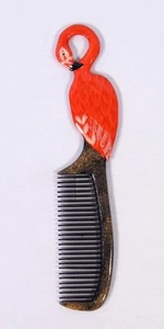 Hand Painted Red Pink Flamingo Bird Comb T61F - Picture 1 of 1