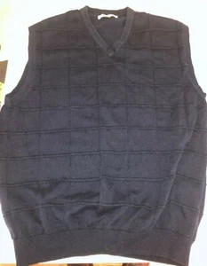 Beautiful Cutter Buck Navy Blue Sweater Vest with Raised Pattern, Men's Large - Picture 1 of 5