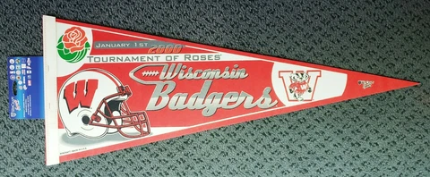 2001 NCAA Vintage Wisconsin Badgers College Football 12x30 Pennant Rose [NEW] Cover
