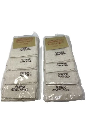 Set of 8 ROBERT STANLEY Thanksgiving  “Give Thanks” Fabric Napkins Linen - Image 1 of 4