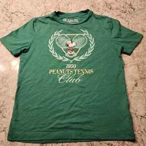 Peanuts Snoopy Green 1950 Peanuts Tennis Club Boys T-Shirt Size M (8) - Picture 1 of 6
