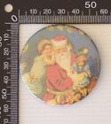 Vintage Father Christmas Santa Claus Souvenir Tin Pin Badge