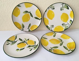 Set of 4 PAPART Seramik 8.25” CERAMIC Salad Plates Hand Painted LEMONS New - Picture 1 of 6