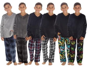 Boys Fleece Pyjamas Kids Childrens Soft Warm Winter Long Pyjama Set Nightwear - Picture 1 of 19