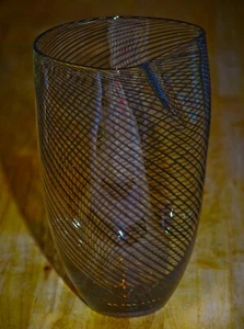 Vintage schwarz gestreiftes Glas große 12" Vase schöne Wohnkultur! - Bild 1 von 7