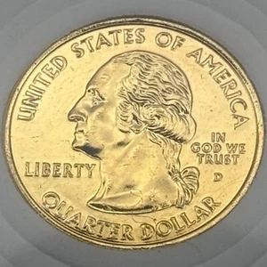 2001 North Carolina "First Flight" State Quarter Gold-Plated Collectible Coin In - Picture 1 of 3