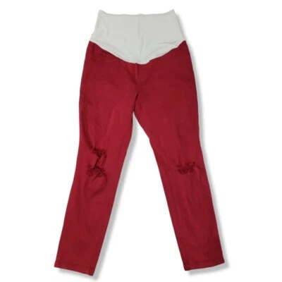 Angel Kiss Maternity Jeans Size Large W34"L26.5" Skinny Jeans Stretch Distressed - Image 1 of 4