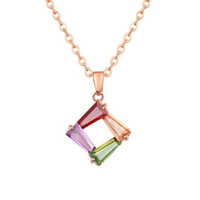 New Multi Color Amethyst Peridot Morganite Rose Gold Plated Necklace Pendants - Image 1 of 4