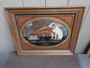 VICTOR HIS MASTERS VOICE NIPPER DOG WALL MIRROR SIGN RARE VINTAGE ADVERTISING! - Picture 1 of 15