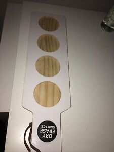 Beer Sampler Board Paddle Wooden Beer Flight Tray with 4 Sample Slots Dry Erase