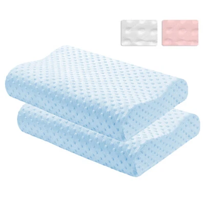 Paquete de 2 almohadas de espuma viscoelástica para dormir contorno soporte cervical para cuello hipoalergénico Foto 1 de 4
