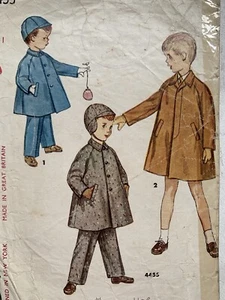 Vtg 50s Simplicity 4455 Sewing Pattern Boys Coat Hat Trousers Leggings Size 1 - Picture 1 of 8