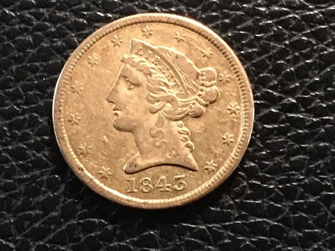 Early Date 1843 5.00 Liberty Gold Coin Nice Condition Some Marks Obverse C Photo Cover