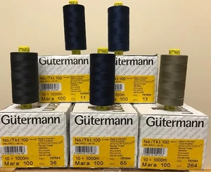 Gutermann MARA 100 Thread(1094yd) Industrial spools 100% Poly 5 colors available - Picture 1 of 10
