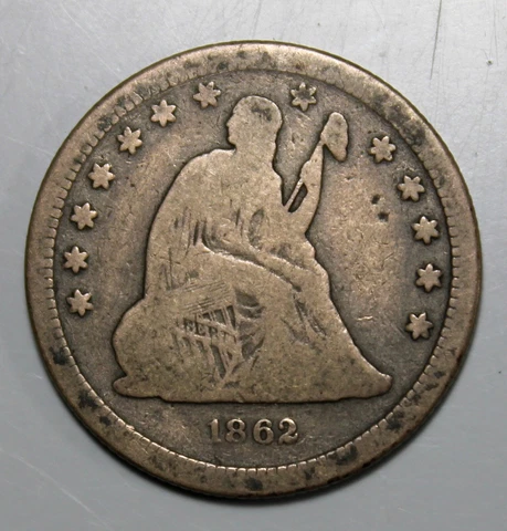 1862 Seated Liberty Quarter - G/VG !! Cover