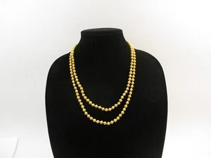 Vintage Heavy Bead Necklace 45" 6 Oz Ornate Gold Plated Pearl Style Knotted - Picture 1 of 4