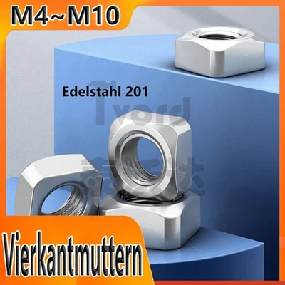 Vierkantmuttern M4 M5 M6 M8 M10 Edelstahl 201 Vierkantmuttern Vierkant Muttern - Bild 1 von 4