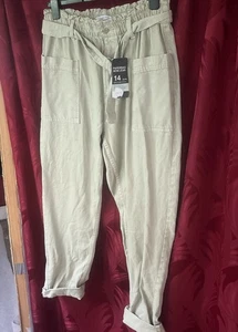 Ladies Casual Beige Denim Trousers Primark Size 14 Brand New, Side Pockets - Picture 1 of 3