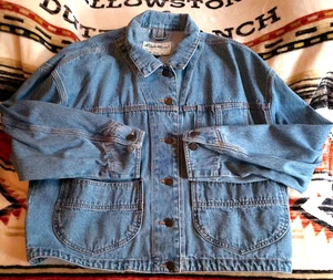 EDDIE BAUER VINTAGE JEANSJACKE GR. S BLAU BAUMWOLLE MALAYSIA 3 TASCHEN FÄLLT GROß aus - Bild 1 von 8