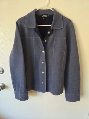 Chaqueta cárdigan islandesa de lana hervida para mujer talla M azul índigo abotonada excelente estado Foto 1 de 4