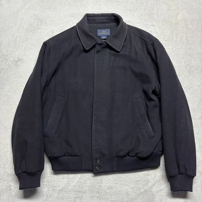 Brooks Brothers 346 Bomber Jacket Mens S Wool Cashmere Full Zip Lined Black - Image 1 of 4