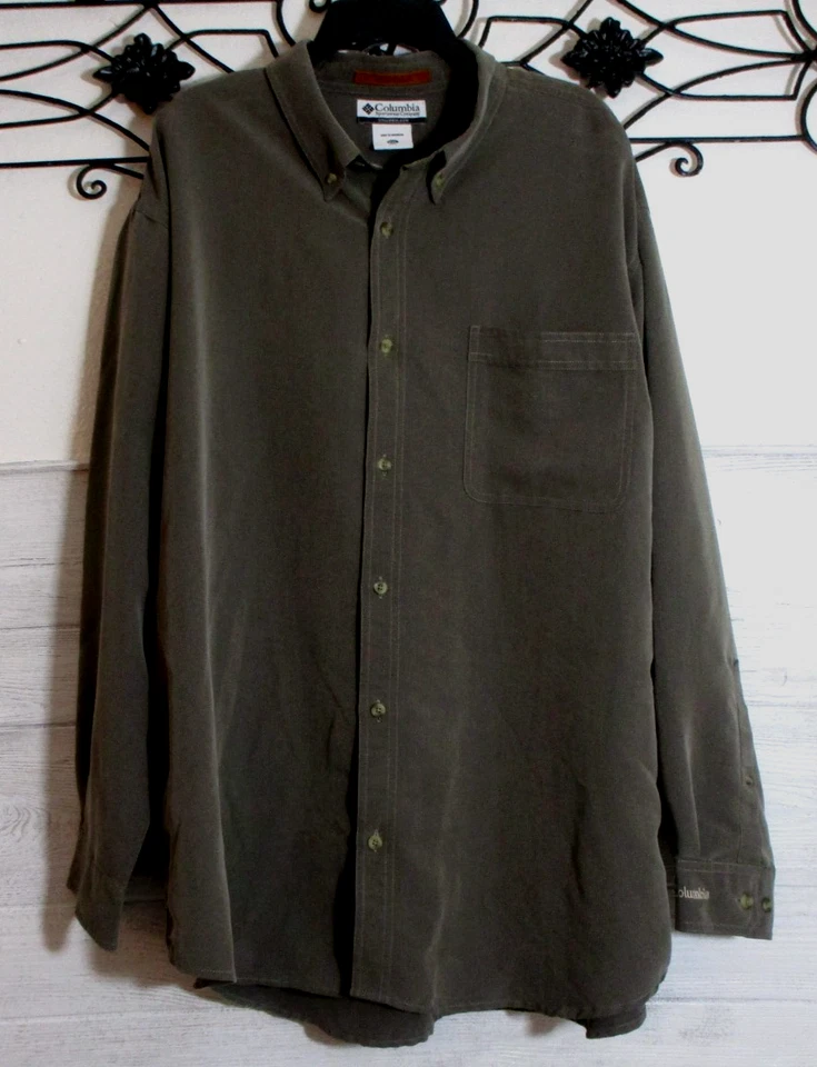 Camisa Columbia Abotonada Para Hombre Talla 2XT Gris Manga Larga Foto 1 de 4