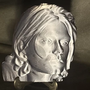 Kurt Cobain Hochrelief Fächer Kunst Büste mit Ständer 7x5x1/2 Zoll schieferfarben - Bild 1 von 7