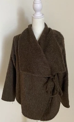 Peruvian Connection Suri Alpaca Pima Wool Blend Wrap Around Cardigan Sweater S - Image 1 of 4
