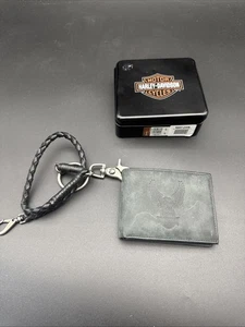 Harley Davidson Men's Eagle Bifold Wallet With Chain Black - Picture 1 of 8