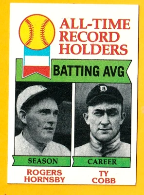 Topps All-Time Records Holders Hornsby-Cobb 1979 #414 casi nuevo/casi nuevo+ 2 Hofers Foto 1 de 2