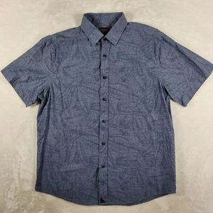 Camisa con botones de manga corta UNTUCKit para hombre azul medio hawaiano 100 % algodón - Imagen 1 de 7