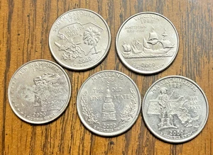 2000 D State Quarter 5 Set Circulated Lot Ungraded Five Coins SOME WEAR See Pics - Picture 1 of 17