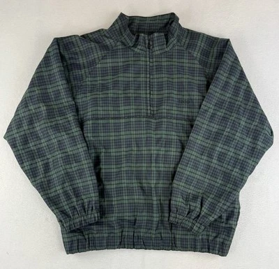 IZOD Golf Pullover 1/4 Zip Windbreaker Jacket Mens Large Green Plaid - Image 1 of 4