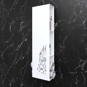 Black and White Minimalist Bathroom Shelf Cabinet - Modern Vertical Storage - Picture 1 of 11